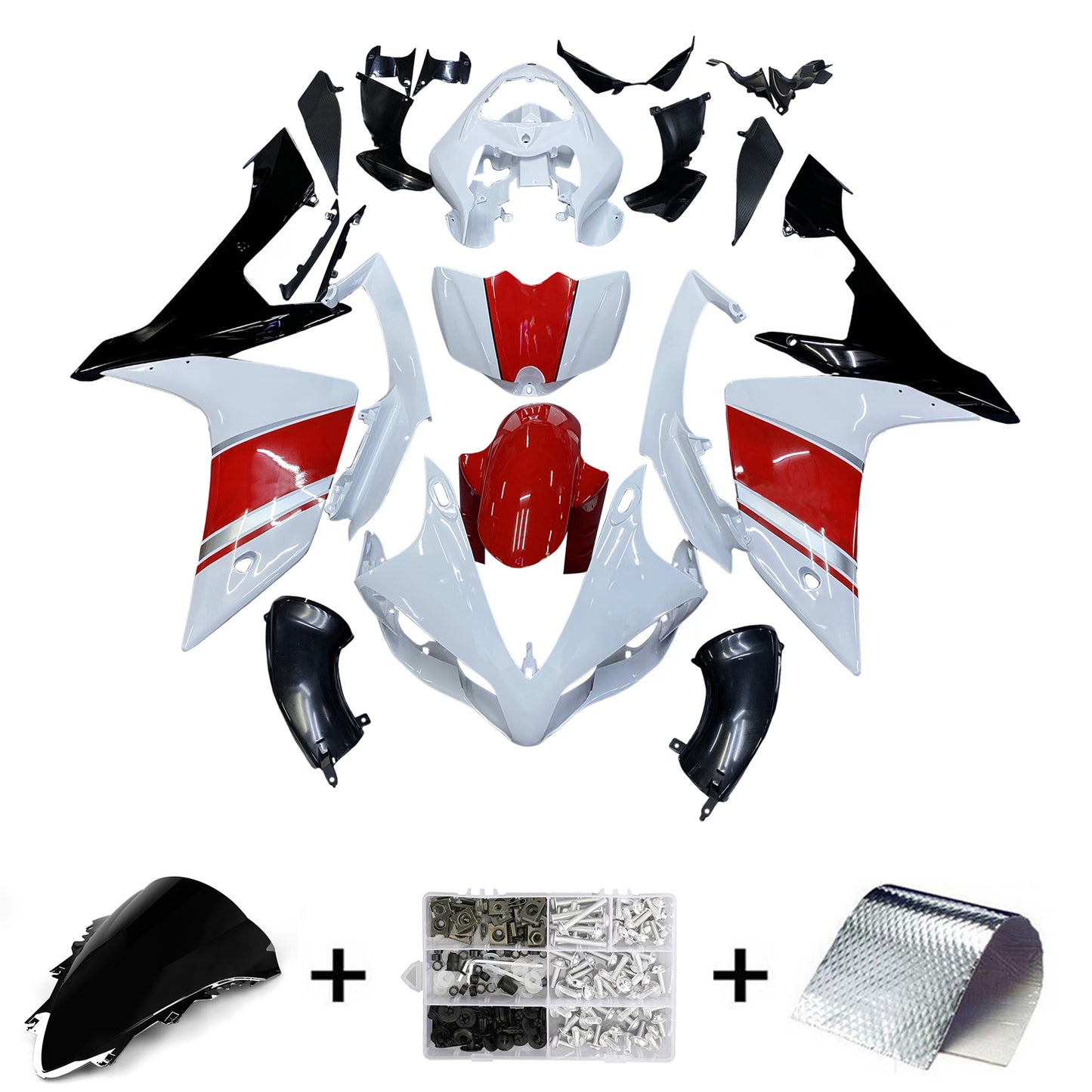 Carene 2007-2008 Yamaha YZF-R1 Bianco Rosso Nero R1 Racing Generico