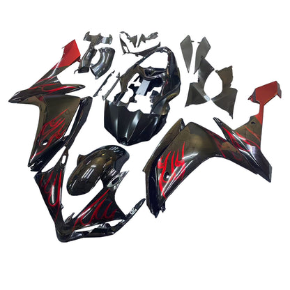 Carene 2007-2008 Yamaha YZF-R1 Black &amp; Red Flame R1 Racing Generico
