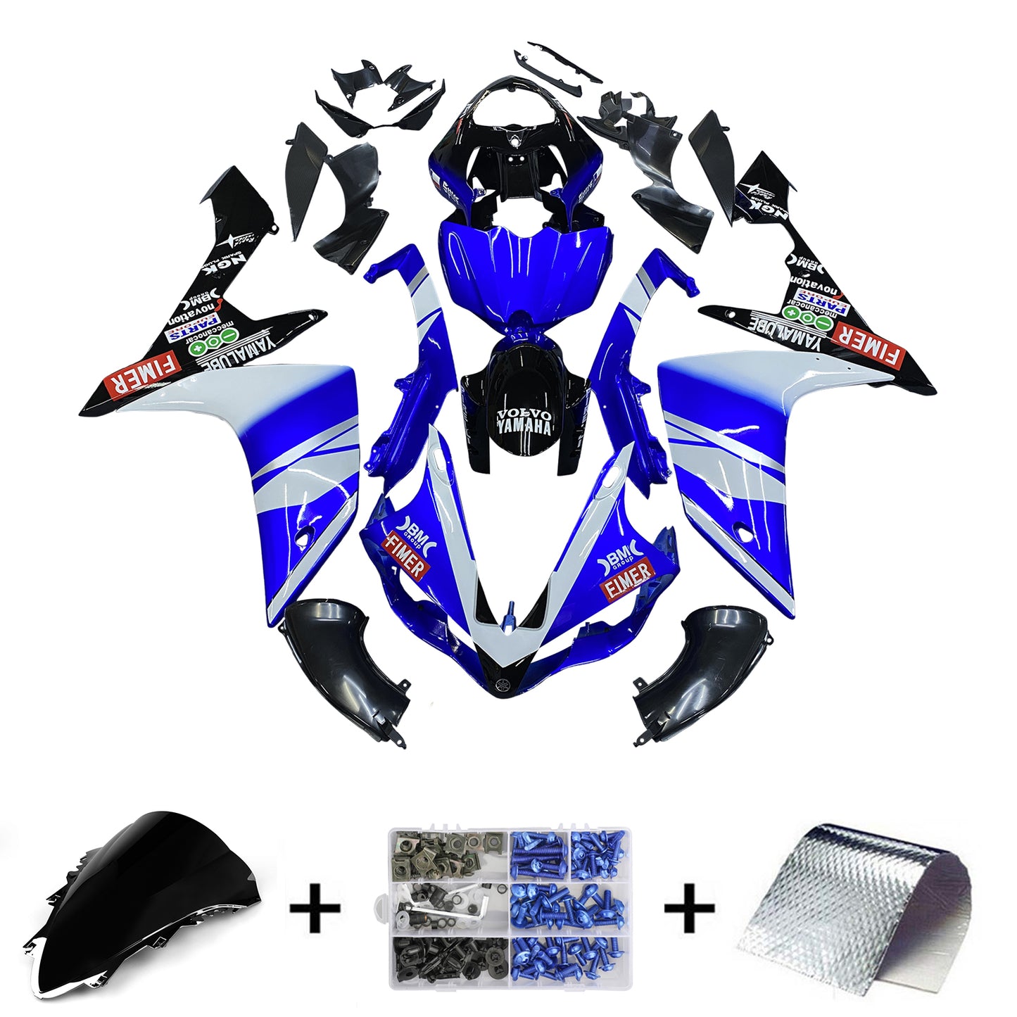 Carene 2007-2008 Yamaha YZF-R1 Blu Nero BMC R1 Generico