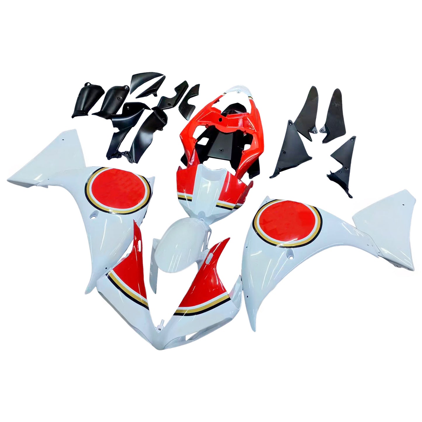 Carene 2009-2011 Yamaha YZF-R1 Bianco Rosso Lucky Strike R1 Racing Generico
