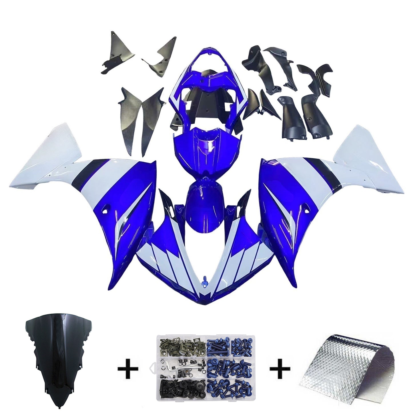 Amotopart 2009-2011 Yamaha R1 Cladding Blue & White Kit