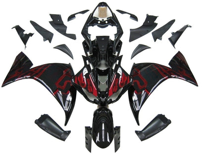 Carene 2009-2011 Yamaha YZF-R1 Black & Red Flame Generico