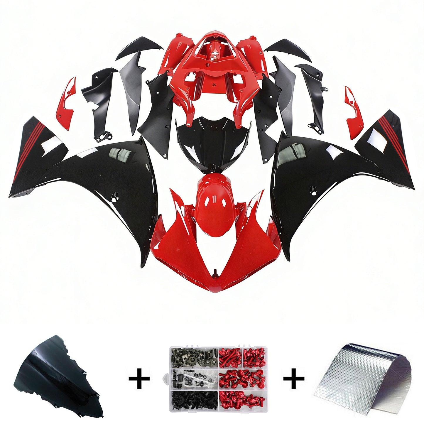 Amotopart Yamaha 2009-2011 YZF 1000 R1 Kit di rivestimento nero rosso