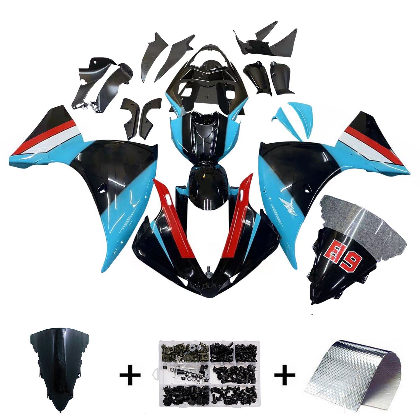 Kit carenatura Bodywork ABS di plastica adatta per Yamaha YZF 1000 R1 2009-2011