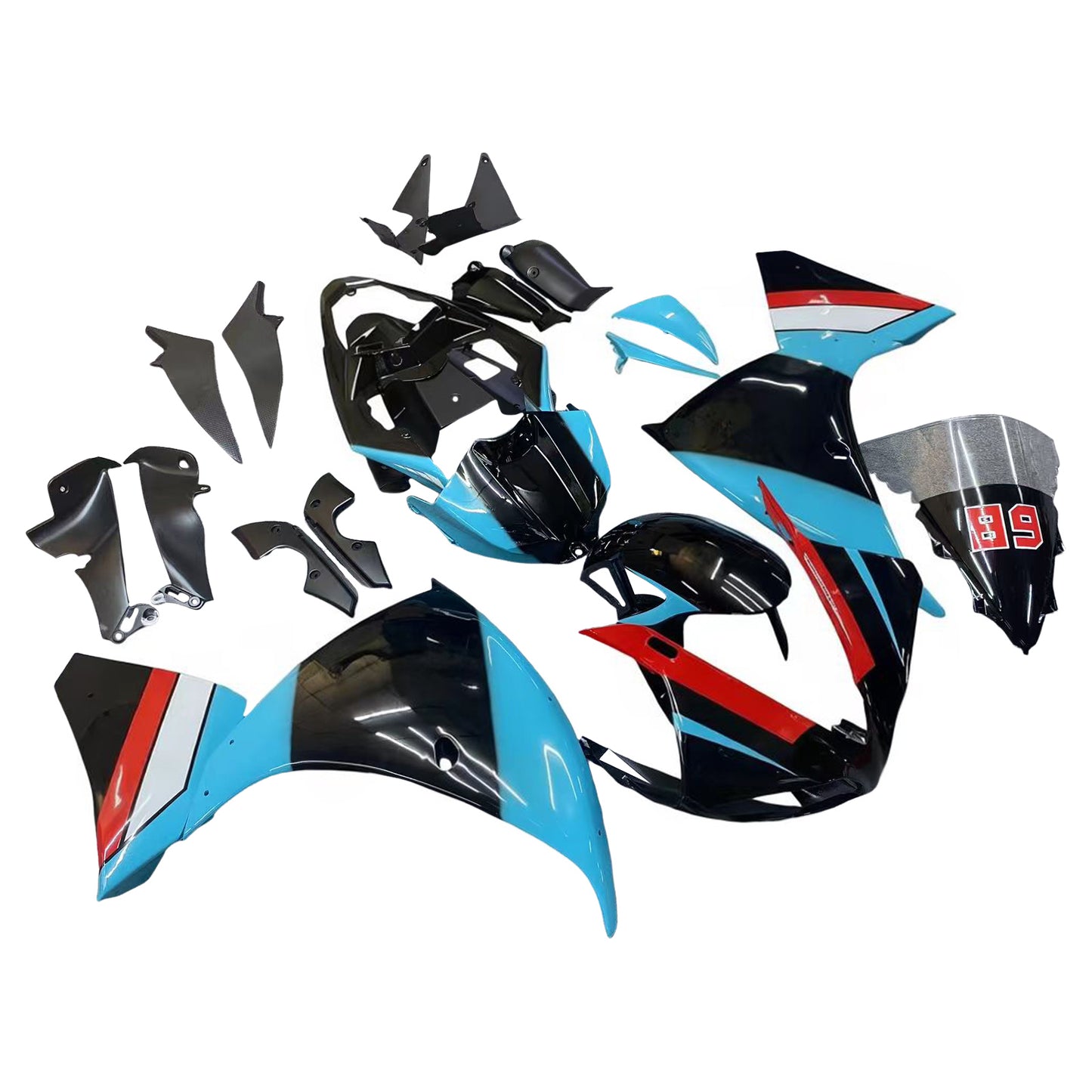 Kit carenatura Bodywork ABS di plastica adatta per Yamaha YZF 1000 R1 2009-2011