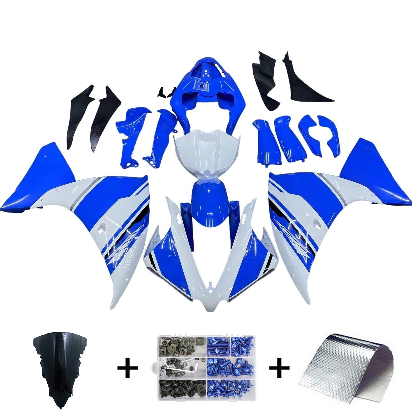 Amotopart 2012-2014 Yamaha R1 Cladding Blue & White Color Kit