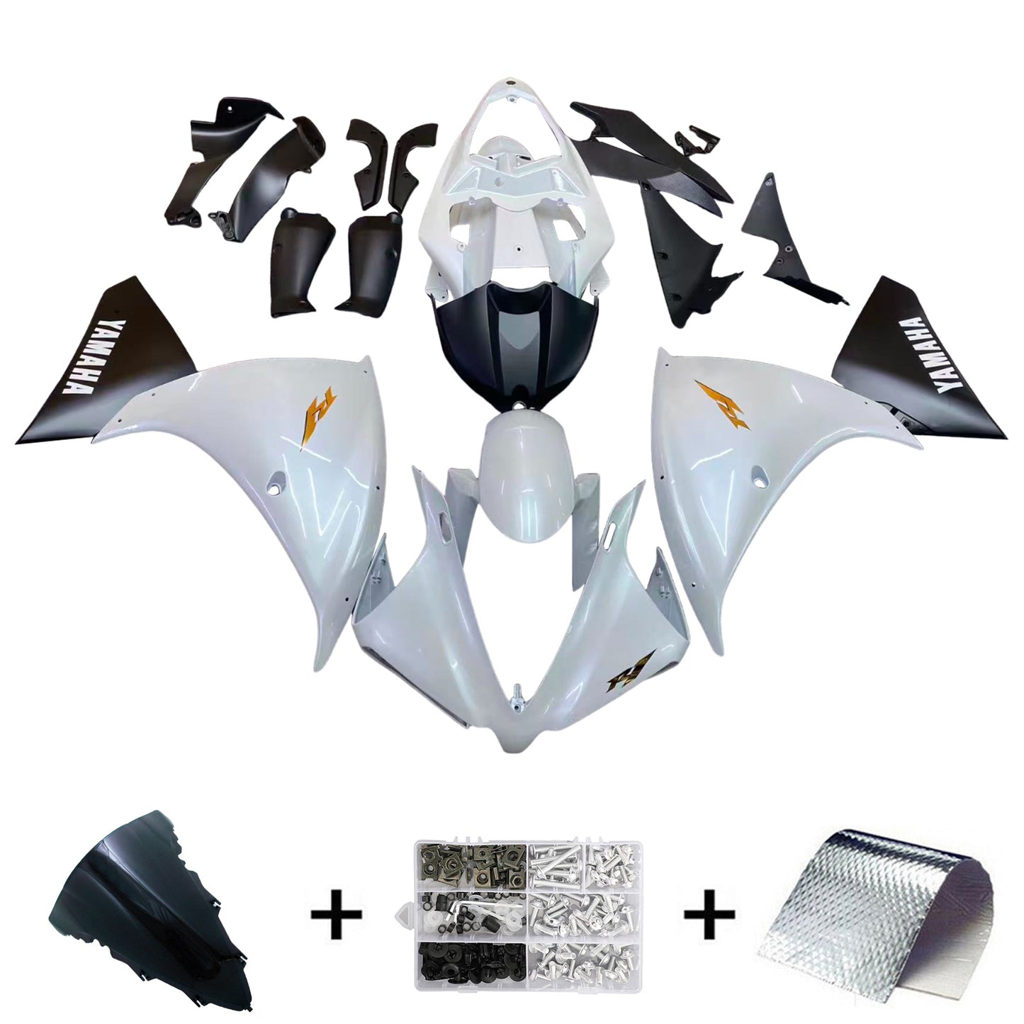 Amotopart Yamaha 2012-2014 YZF 1000 R1 White Fearing Kit