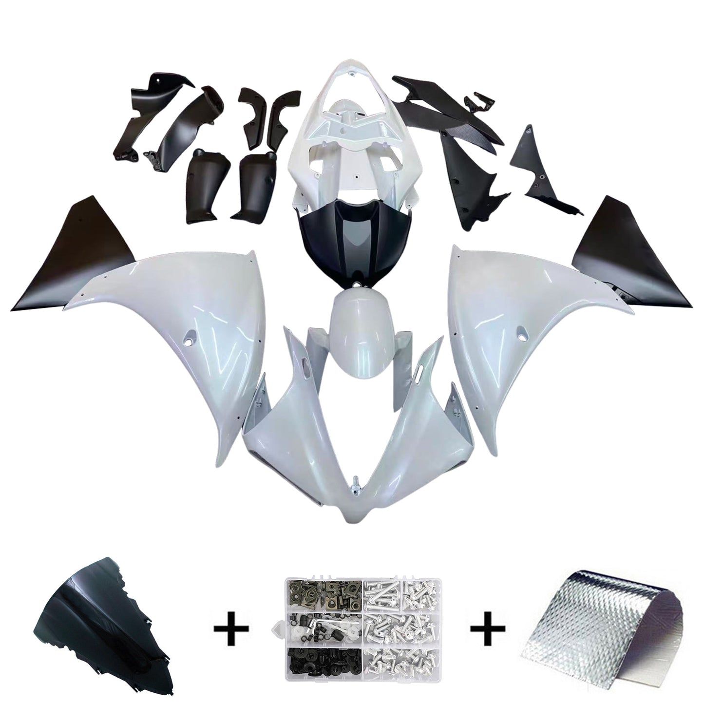 Amotopart Yamaha 2012-2014 YZF 1000 R1 White Fearing Kit