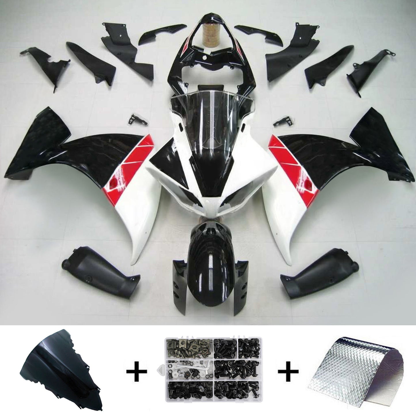 Amotopart Yamaha 2012-2014 YZF 1000 R1 Kit di paura nero bianco