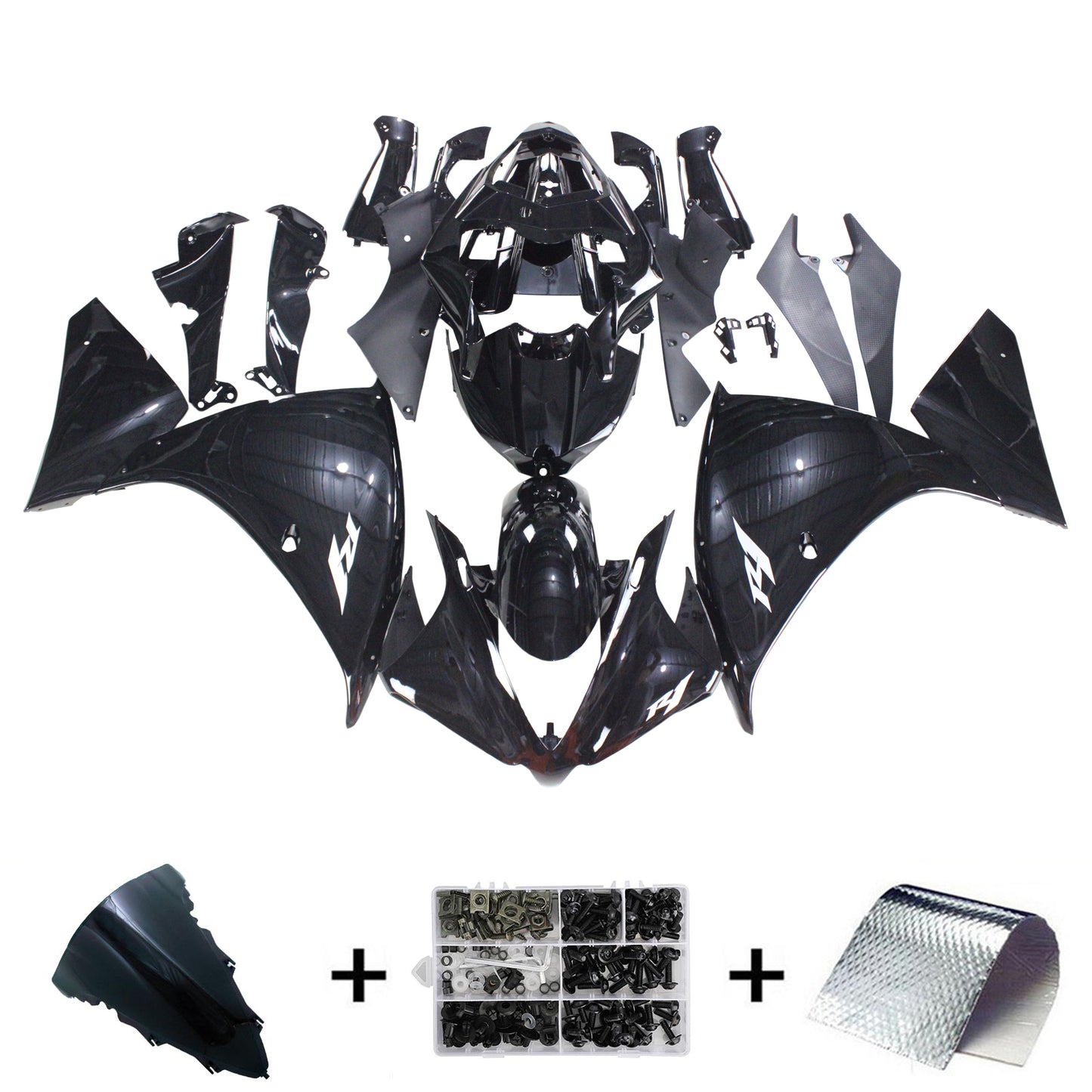 Amotopart Yamaha 2012-2014 YZF 1000 R1 Kit di rivestimento nero