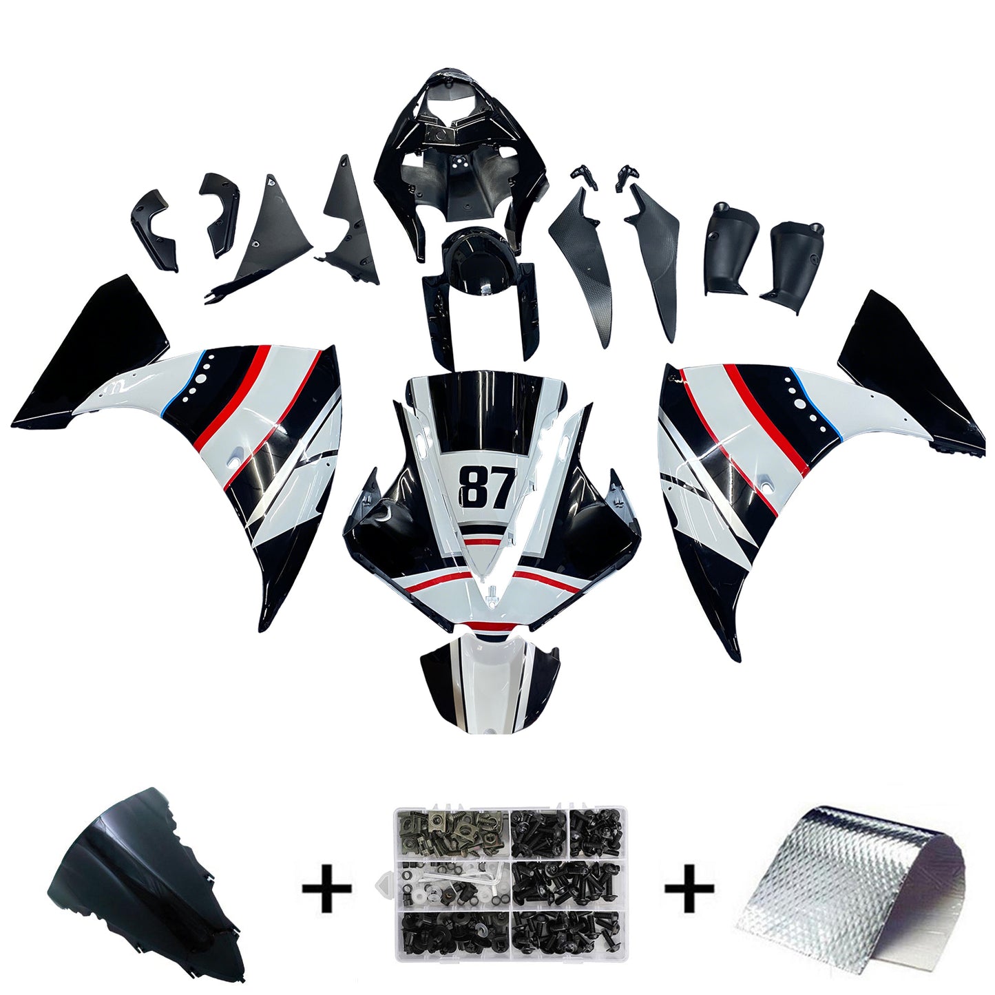 Amotopart Yamaha 2012-2014 YZF 1000 R1 Kit di rivestimento nero
