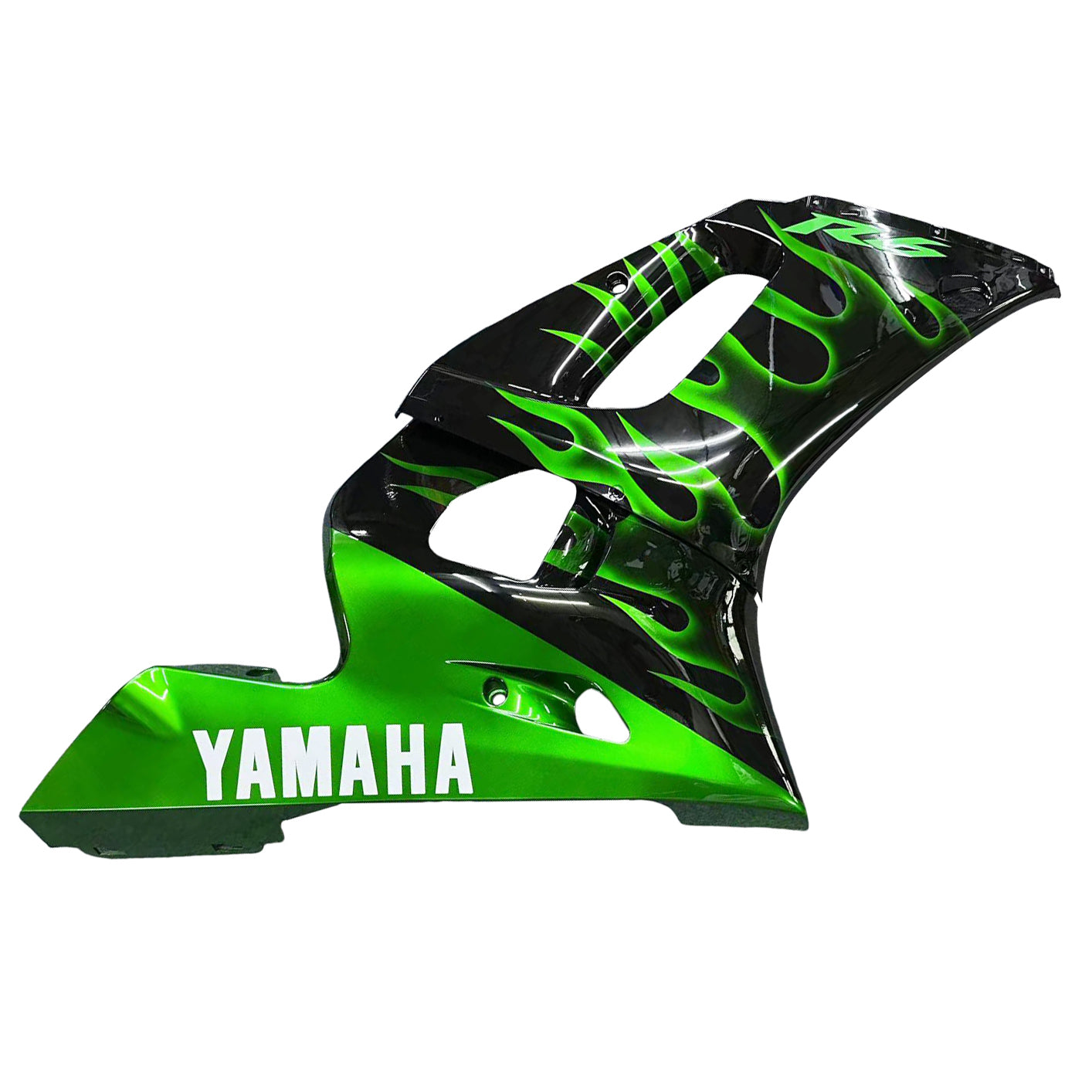 Carene 1998-2002 Yamaha YZF-R6 Black &amp; Green Flame R6 Generico