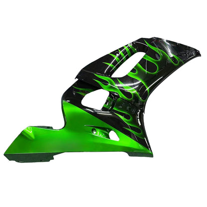 Carene 1998-2002 Yamaha YZF-R6 Black &amp; Green Flame R6 Racing Generico