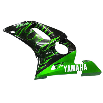 Carene 1998-2002 Yamaha YZF-R6 Black &amp; Green Flame R6 Generico