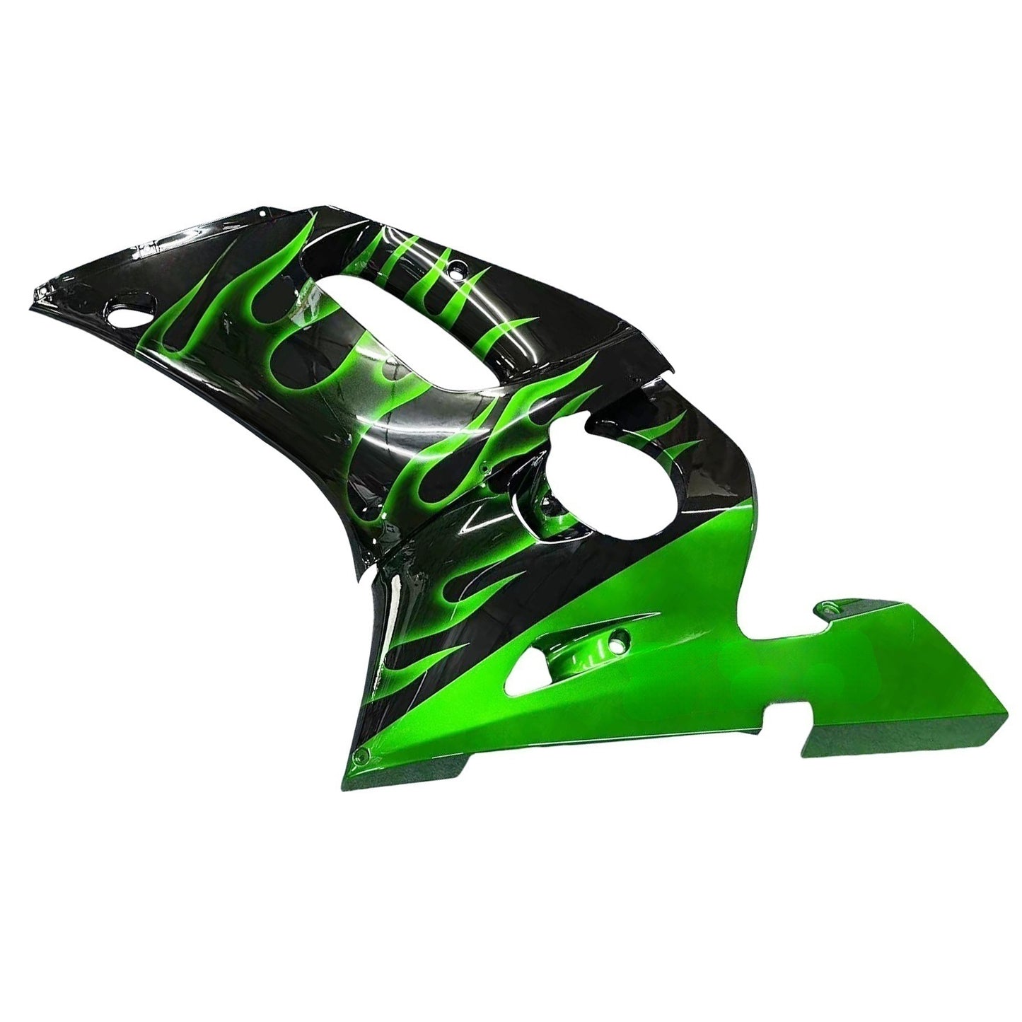 Carene 1998-2002 Yamaha YZF-R6 Black &amp; Green Flame R6 Racing Generico