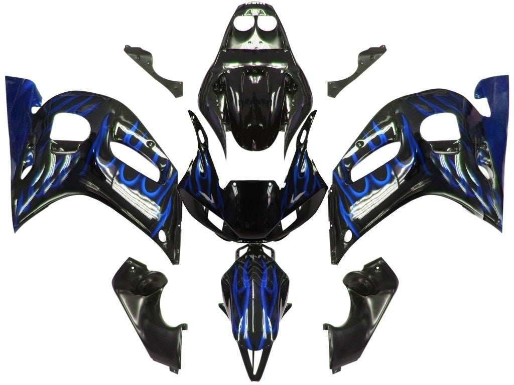 Carene 1998-2002 Yamaha YZF-R6 Black & Blue Flame R6 Generico