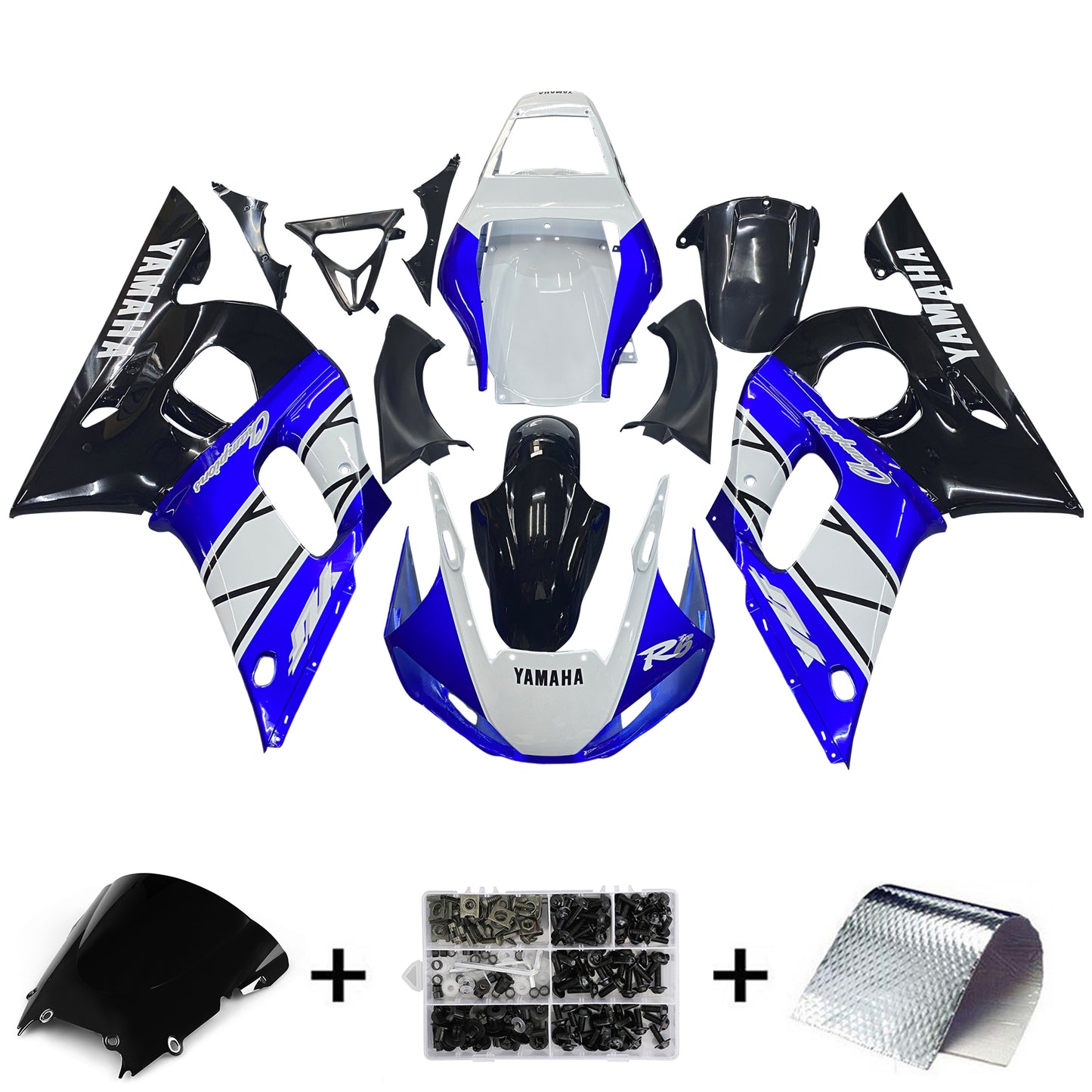 Carene 1998-2002 Yamaha YZF-R6 Blue Black Champions R6 Generico