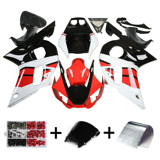 Amotopart 1998-2002 Yamaha YZF R6 Kit di abbigliamento rosso-bianco-nero