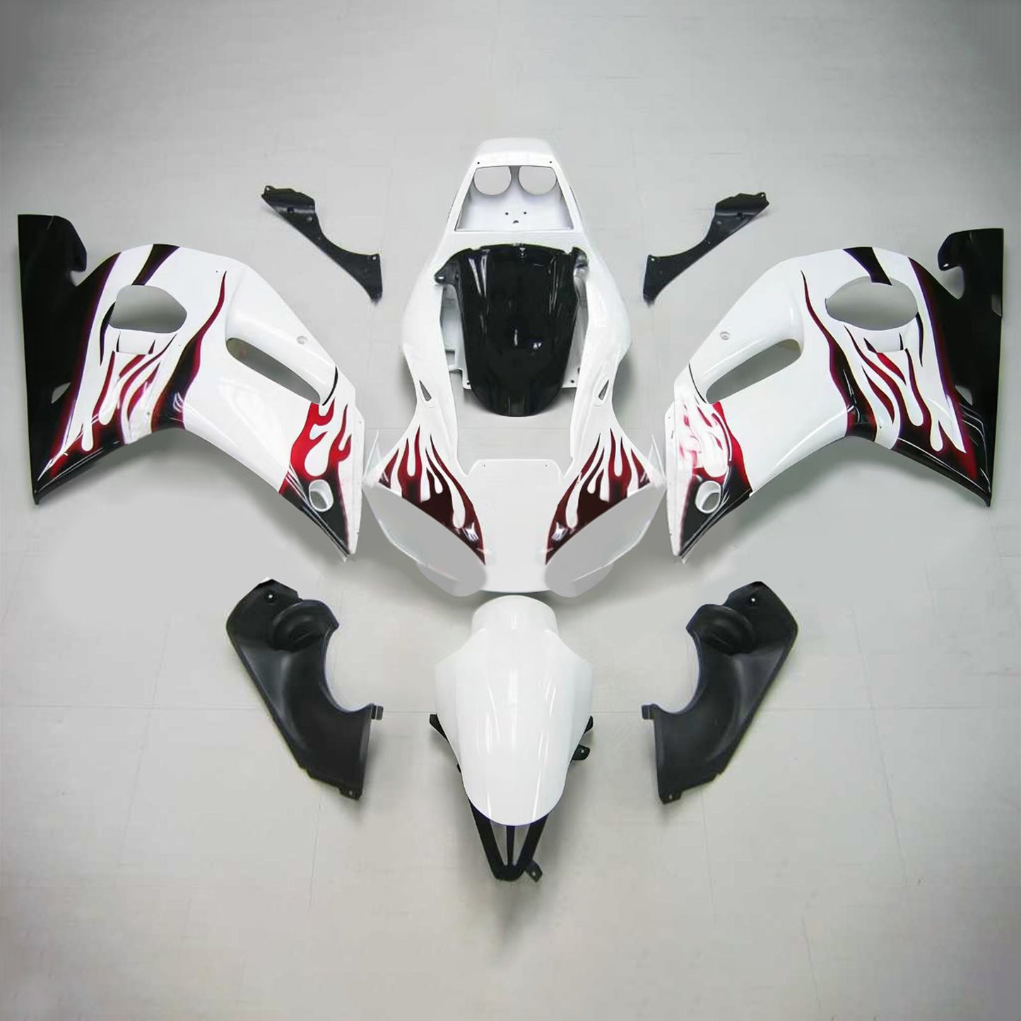 Amotopart Yamaha 1998-2002 YZF 600 R6 Kit Feuer Black Black Fire