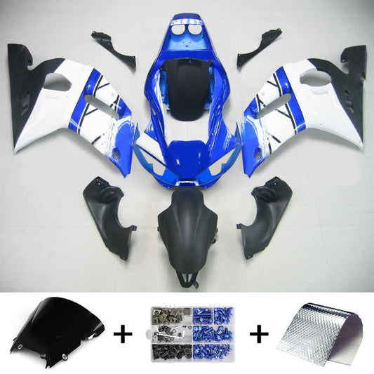 Amotopart Yamaha 1998-2002 YZF 600 R6 Kit di carenatura nera blu