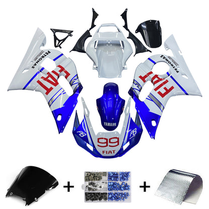 Amotopart Yamaha 1998-2002 YZF 600 R6 Mix blu kit carenatura bianca