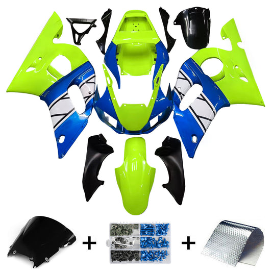 Amotopart Yamaha 1998-2002 YZF 600 R6 Blu con kit di rivestimento giallo fluorescente