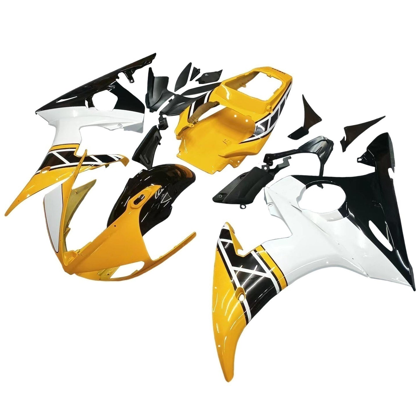 Amotopart 2003-2004 Yamaha R6 e 2006-2009 YZF R6S Cladding Yellow & White