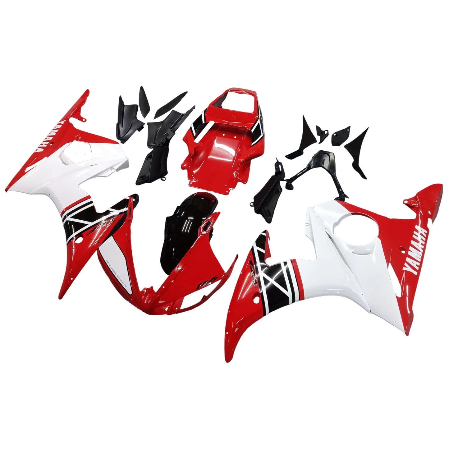 Amotopart 2003-2004 Yamaha R6 e 2006-2009 YZF R6s Cladding White & Black Kit