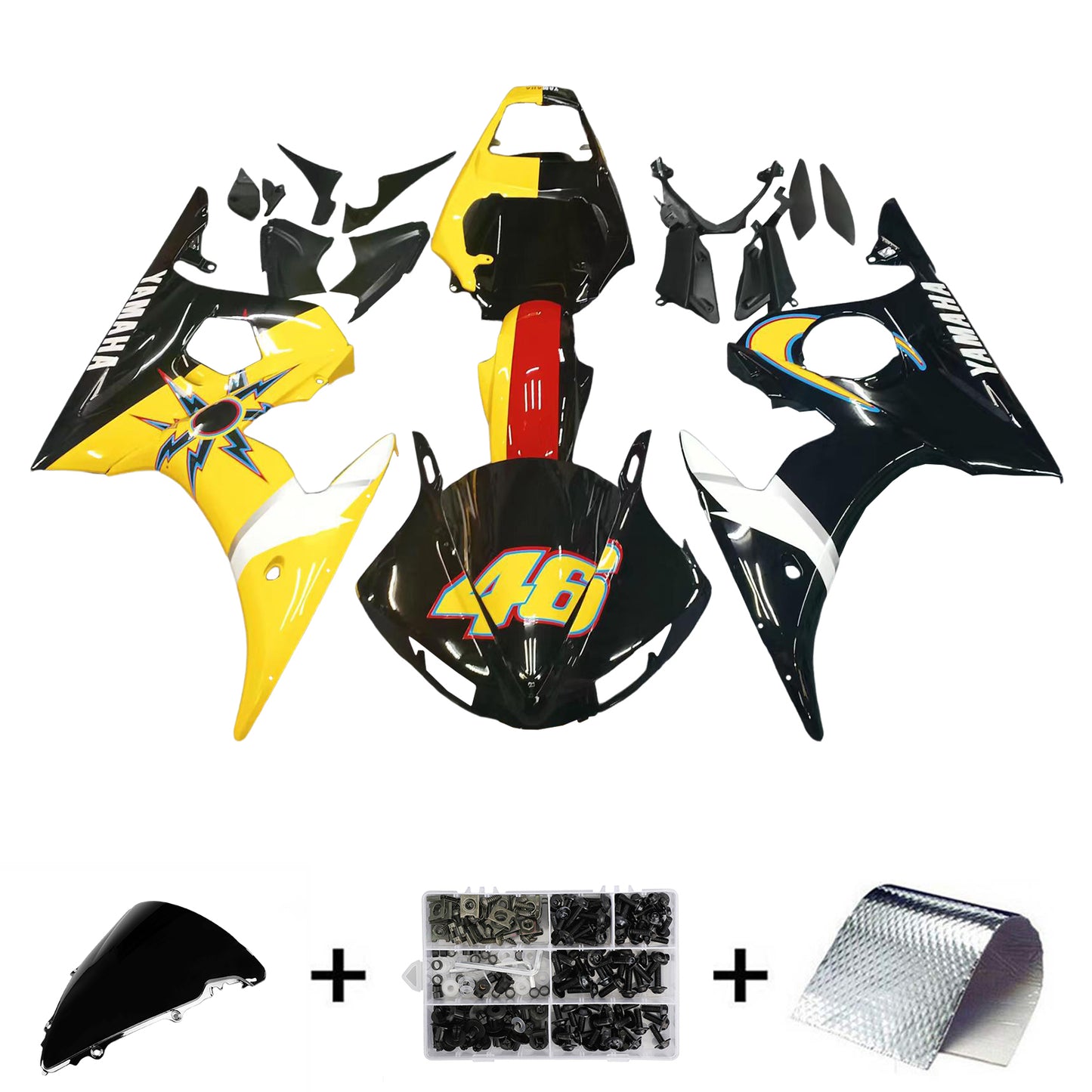 Amotopart 2003-2004 Yamaha R6 e 2006-2009 YZF R6S Cladding Numero multicolore 46 kit