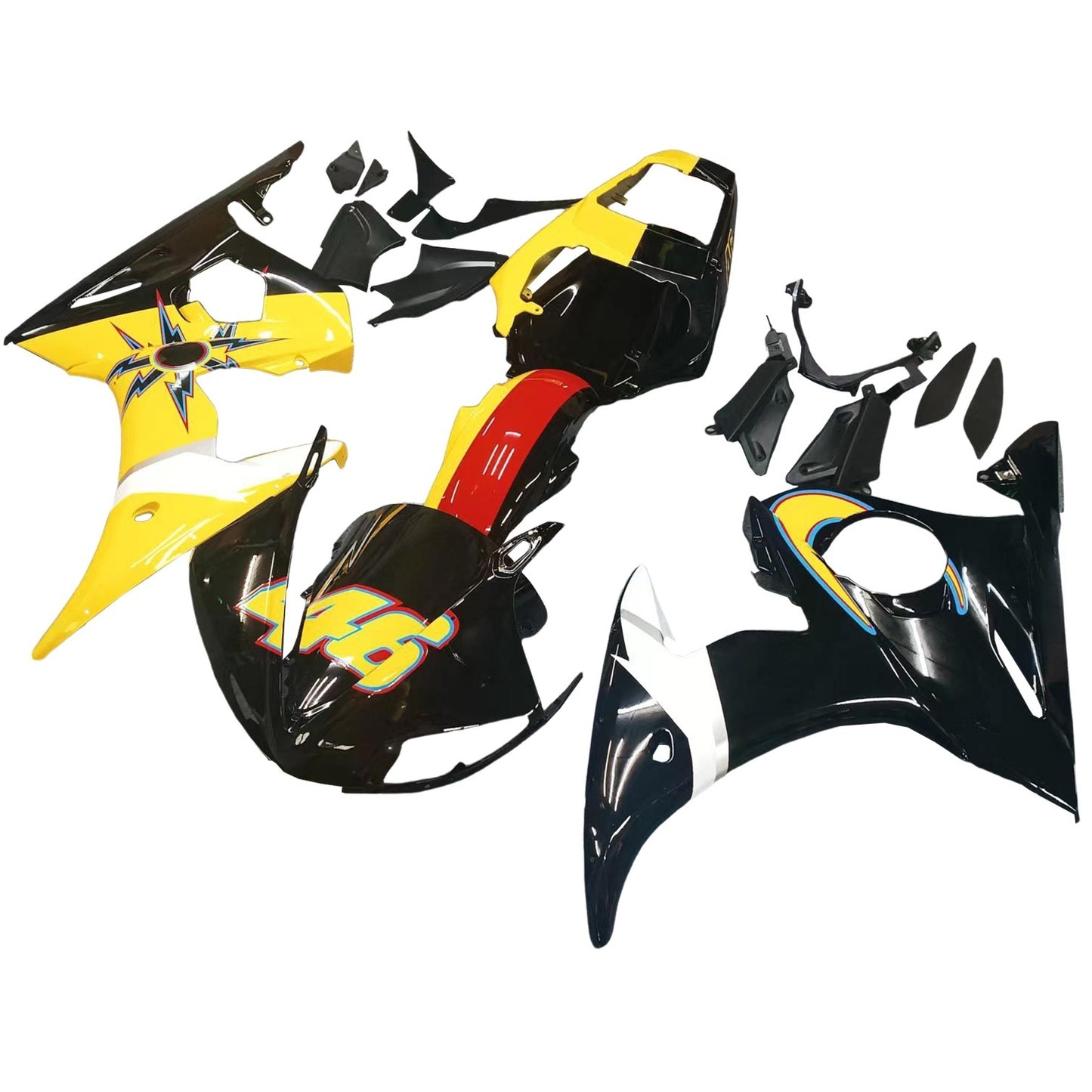 Amotopart 2003-2004 Yamaha R6 e 2006-2009 YZF R6S Cladding Numero multicolore 46 kit