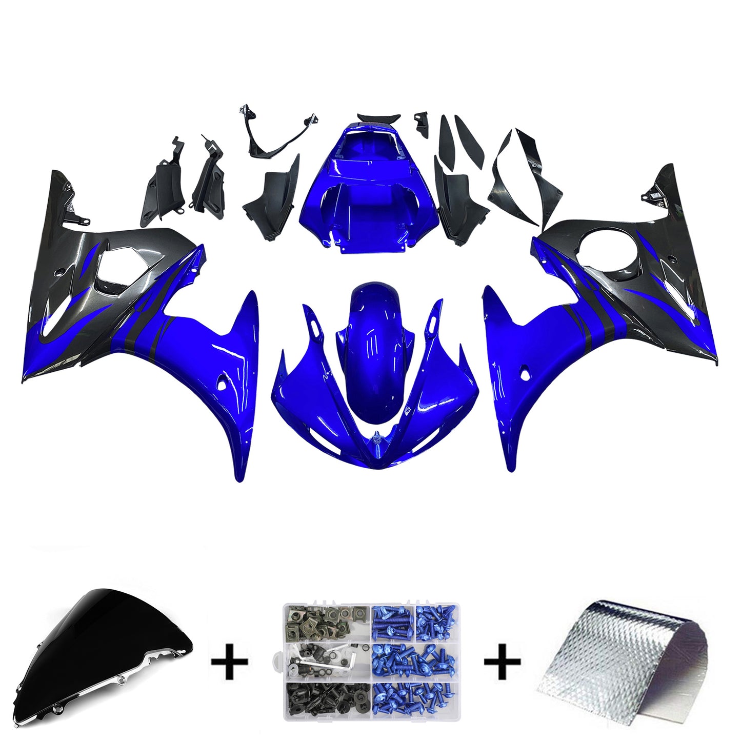Amotopart 2003-2004 Yamaha R6 e 2006-2009 YZF R6S Cladding G-Blue Kit