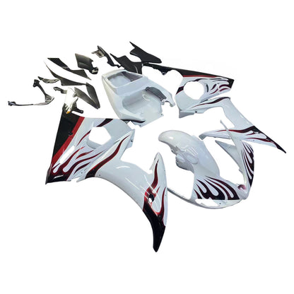 Amotopart 2003-2004 Yamaha R6 e 2006-2009 YZF R6S Disguise White? e kit di fiamma nera