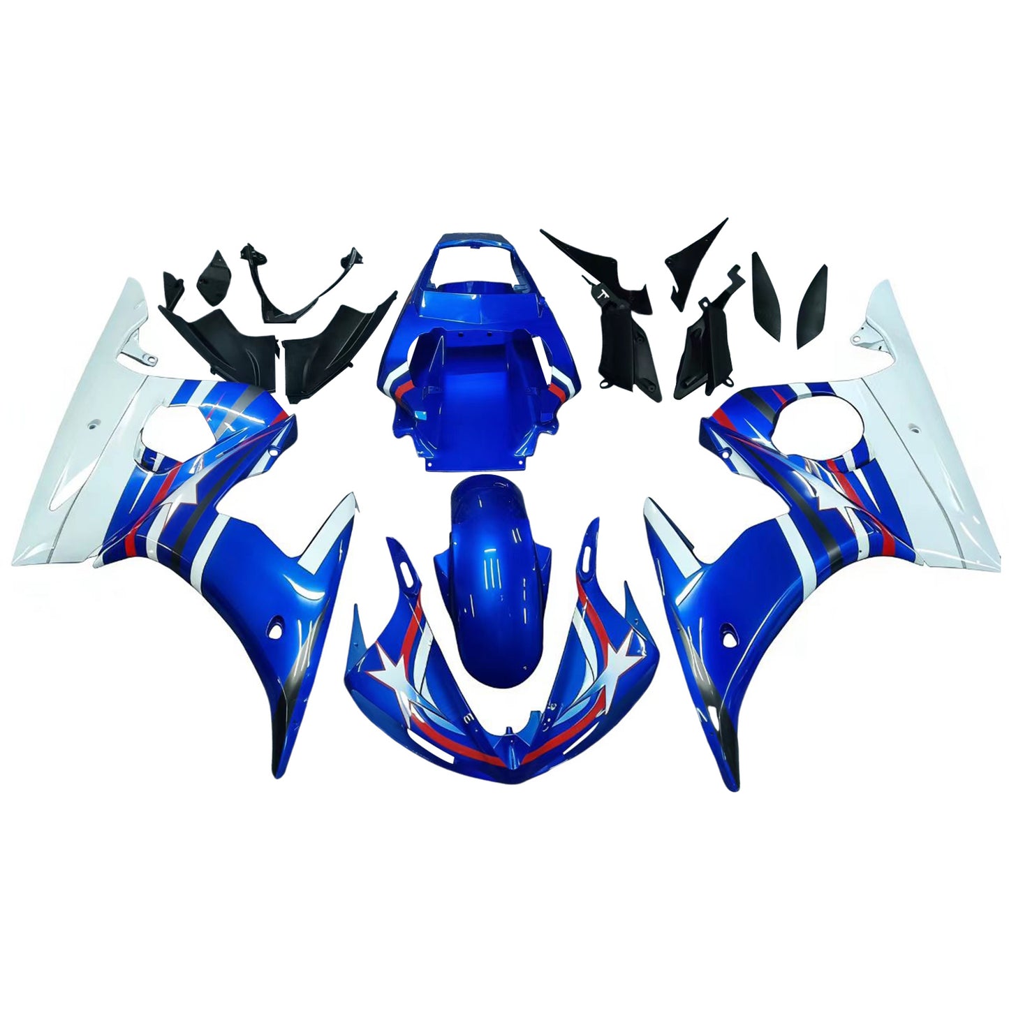 Amotopart 2003-2004 Yamaha R6 e 2006-2009 YZF R6S Cladding Multi Blue Kit