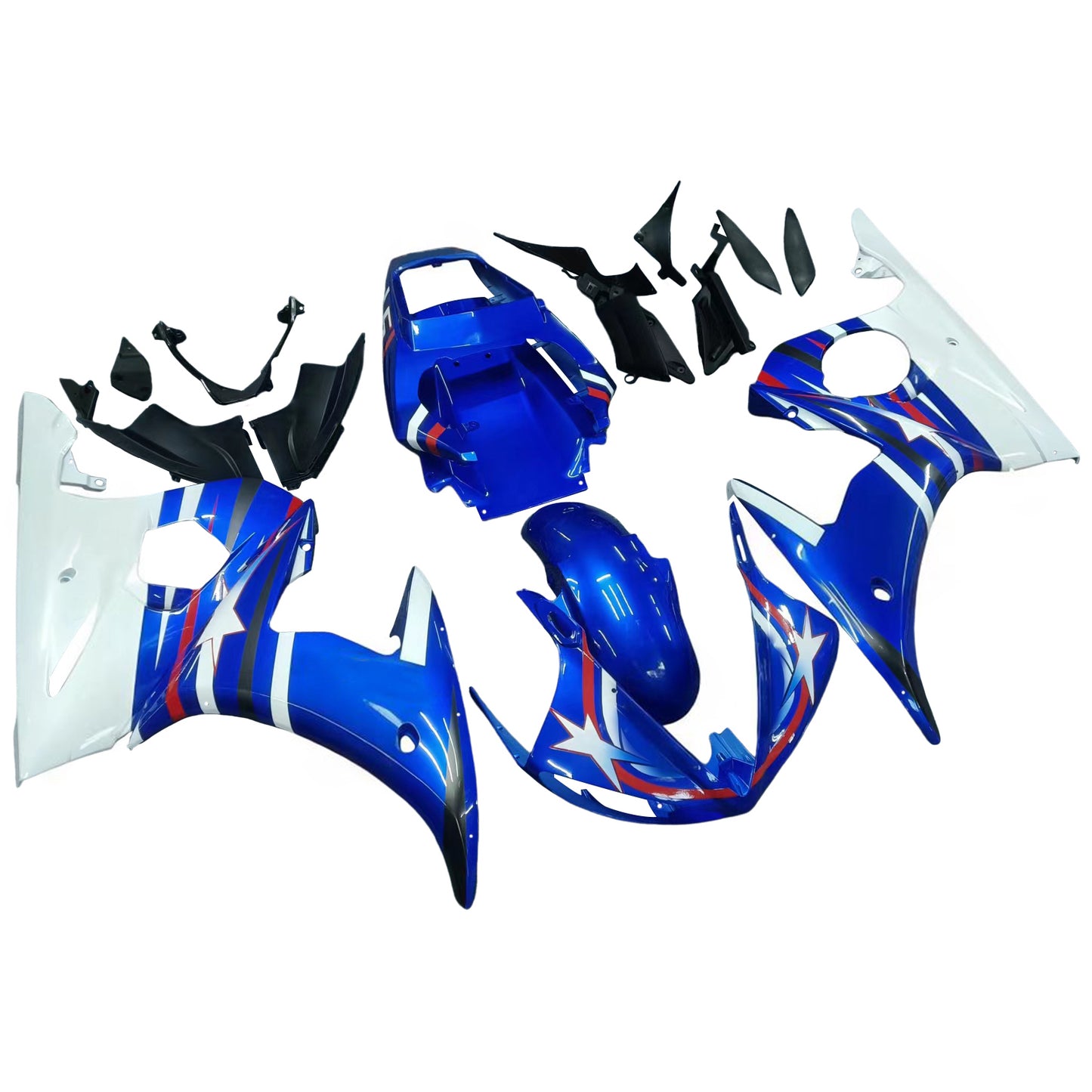 Amotopart 2003-2004 Yamaha R6 e 2006-2009 YZF R6S Cladding Multi Blue Kit