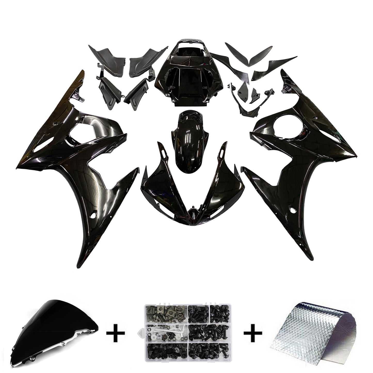Amotopart 2003-2004 Yamaha R6 e 2006-2009 YZF R6S Cladding G-Black Kit