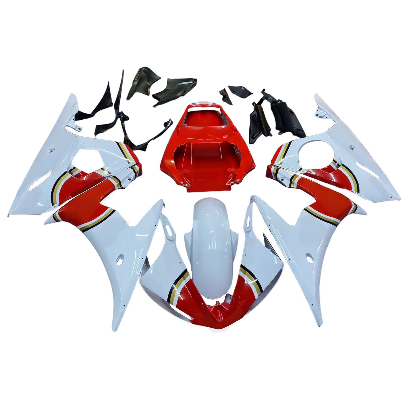 Amotopart 2003-2004 Yamaha R6 e 2006-2009 YZF R6S Cladding Rot-Wei -Farbkit