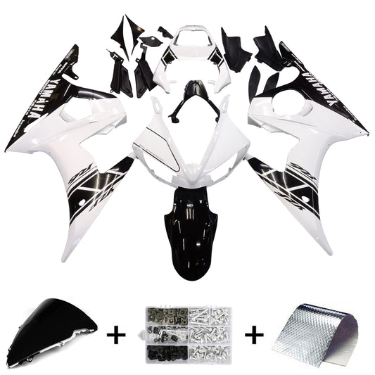 Amotopart 2003-2004 Yamaha R6 e 2006-2009 YZF R6S Disguise White? e kit di colori nero