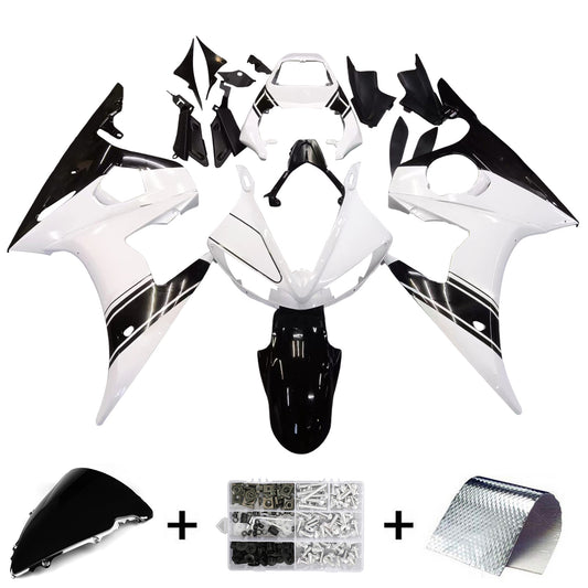 Amotopart 2003-2004 Yamaha R6 e 2006-2009 YZF R6S Disguise White? e kit di colori nero