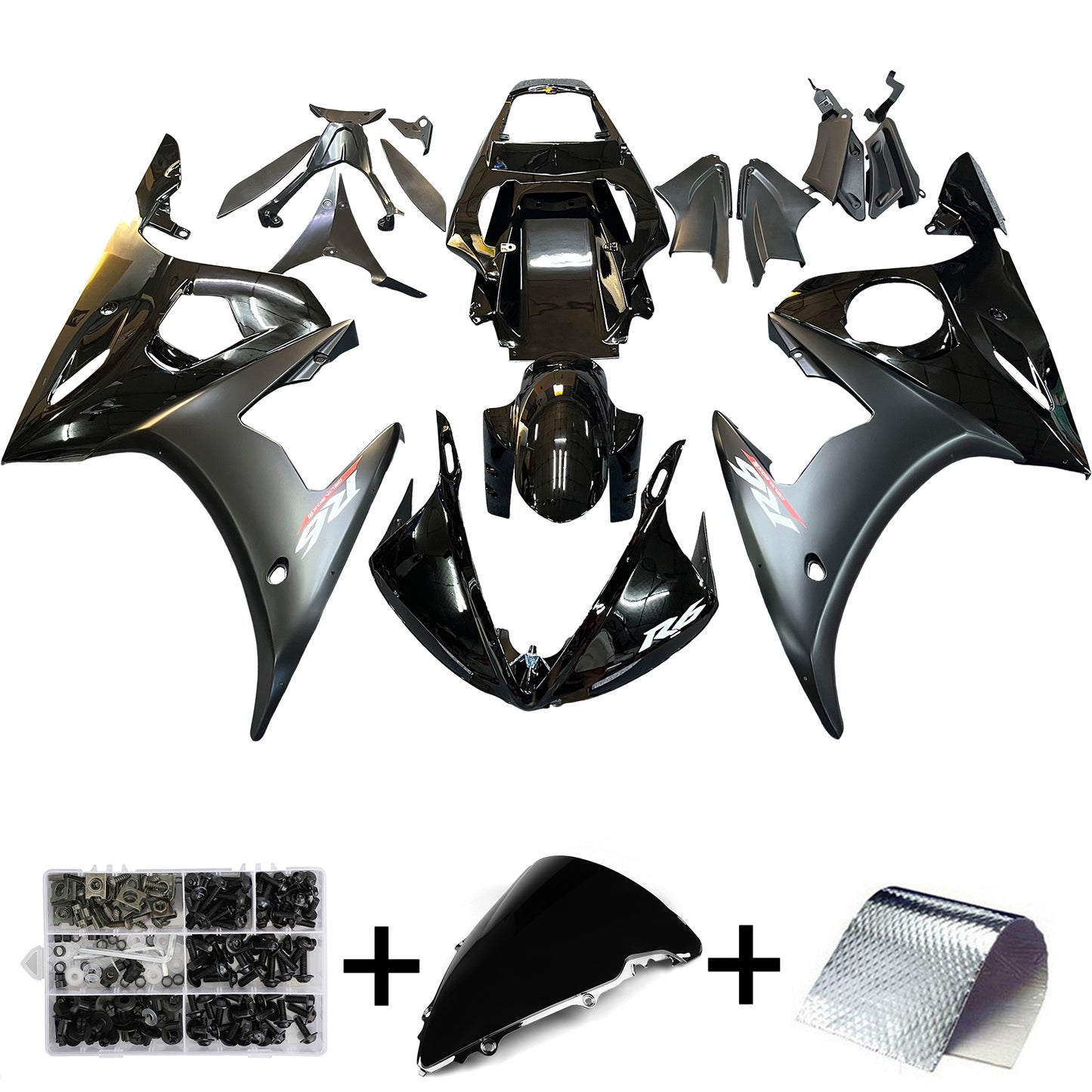 Amotopart 2003-2004 Yamaha YZF-R6 e 2006-2009 YZF R6S Kit di rivestimento nero