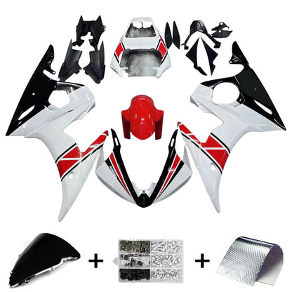 Amotopart Yamaha 2003-2004 YZF 600 R6 e 2006-2009 YZF R6S Kit di paura rosso bianco