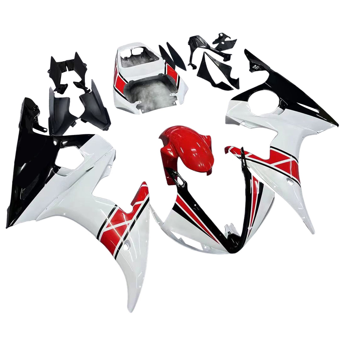 Amotopart Yamaha 2003-2004 YZF 600 R6 e 2006-2009 YZF R6S Kit di paura rosso bianco
