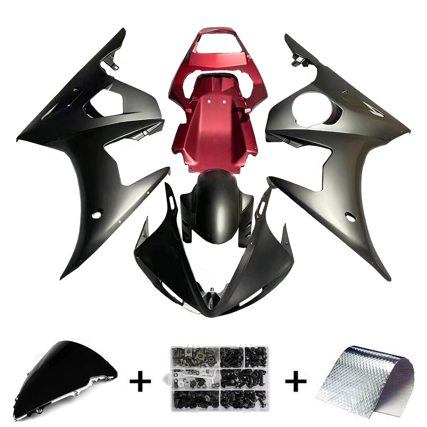 Amotopart Yamaha 2003-2004 YZF 600 R6 e 2006-2009 YZF R6S Kit di salsa rossa nera