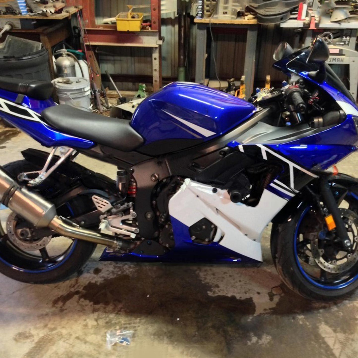 Amotopart Yamaha 2003-2004 YZF 600 R6 e 2006-2009 YZF R6S Kit carenatura blu bianco
