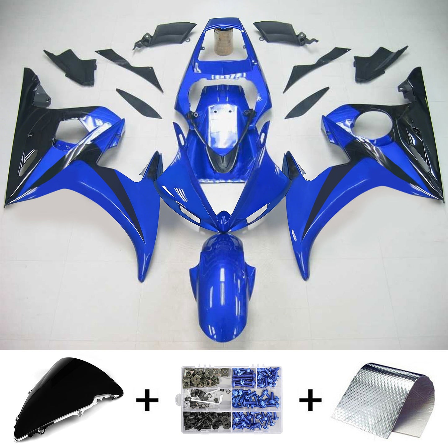 Amotopart Yamaha 2003-2004 YZF 600 R6 e 2006-2009 YZF R6S Kit carenatura blu