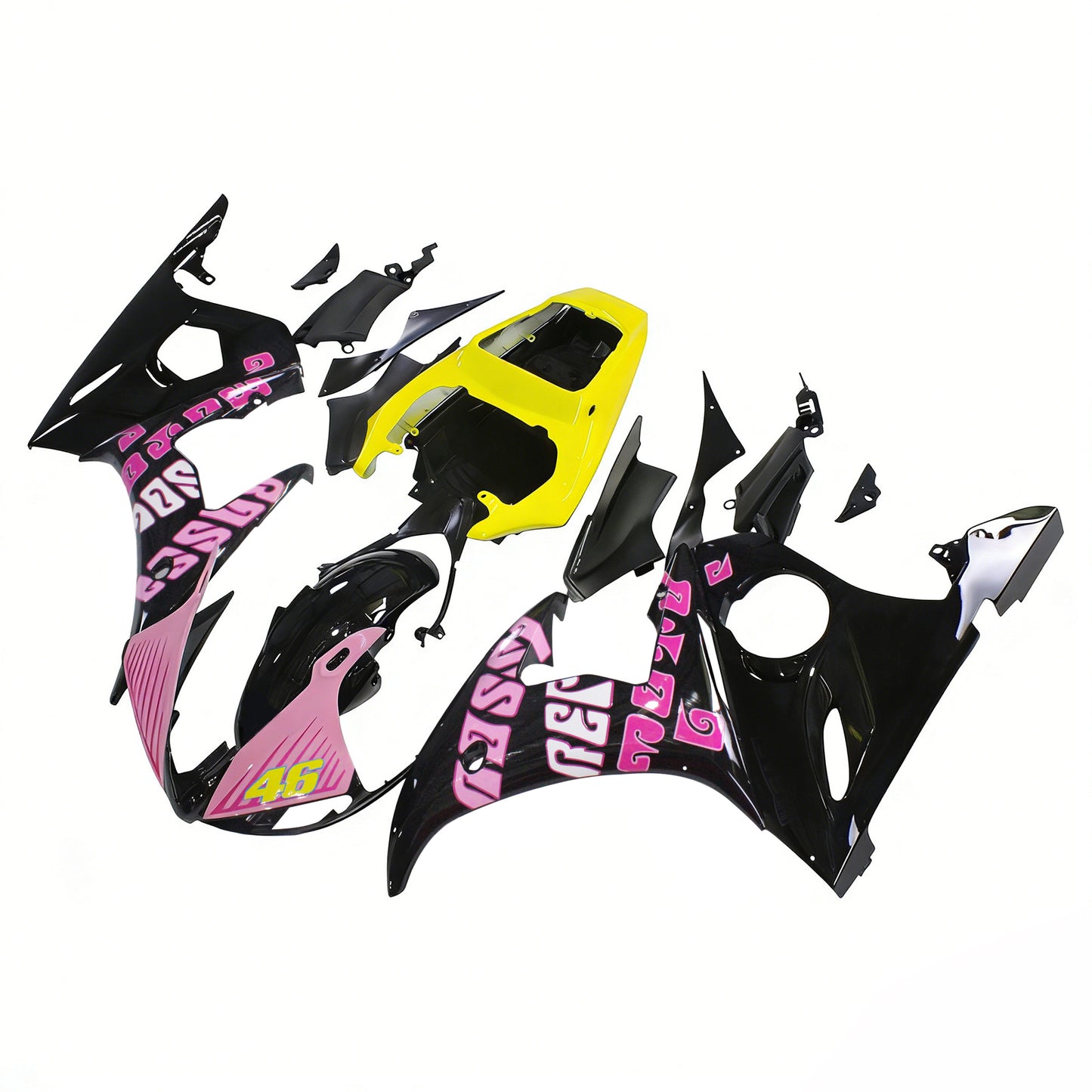 Amotopart Yamaha 2003-2004 YZF 600 R6 e 2006-2009 YZF R6S Kit di carenatura rosa nera