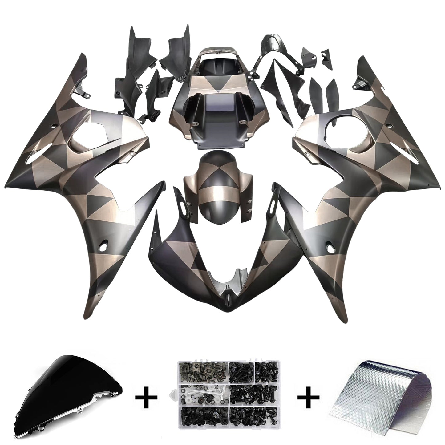 Amotopart Yamaha 2003-2004 YZF 600 R6 e 2006-2009 YZF R6S Kit di rivestimento nero