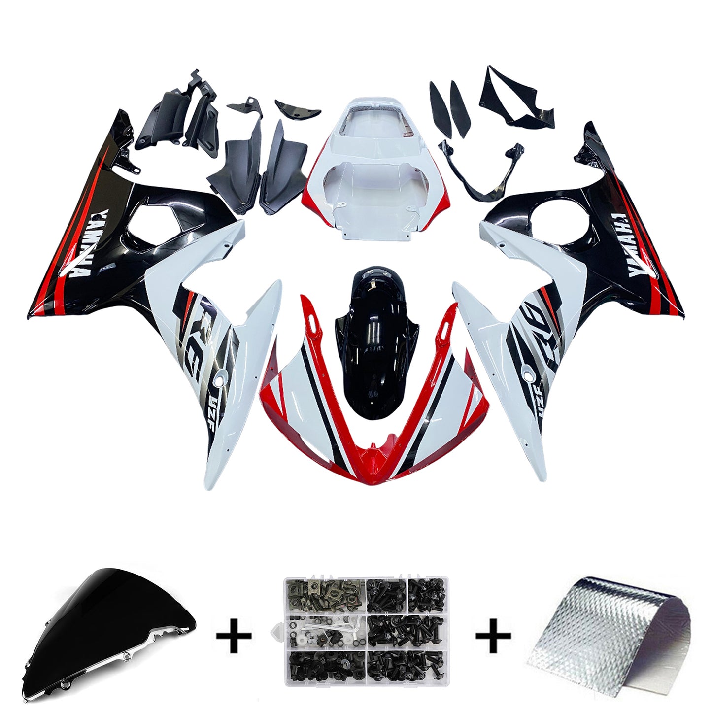 Amotopart 2003-2004 Yamaha YZF 600 R6 e 2006-2009 YZF R6S Kit di paura rosso nero bianco