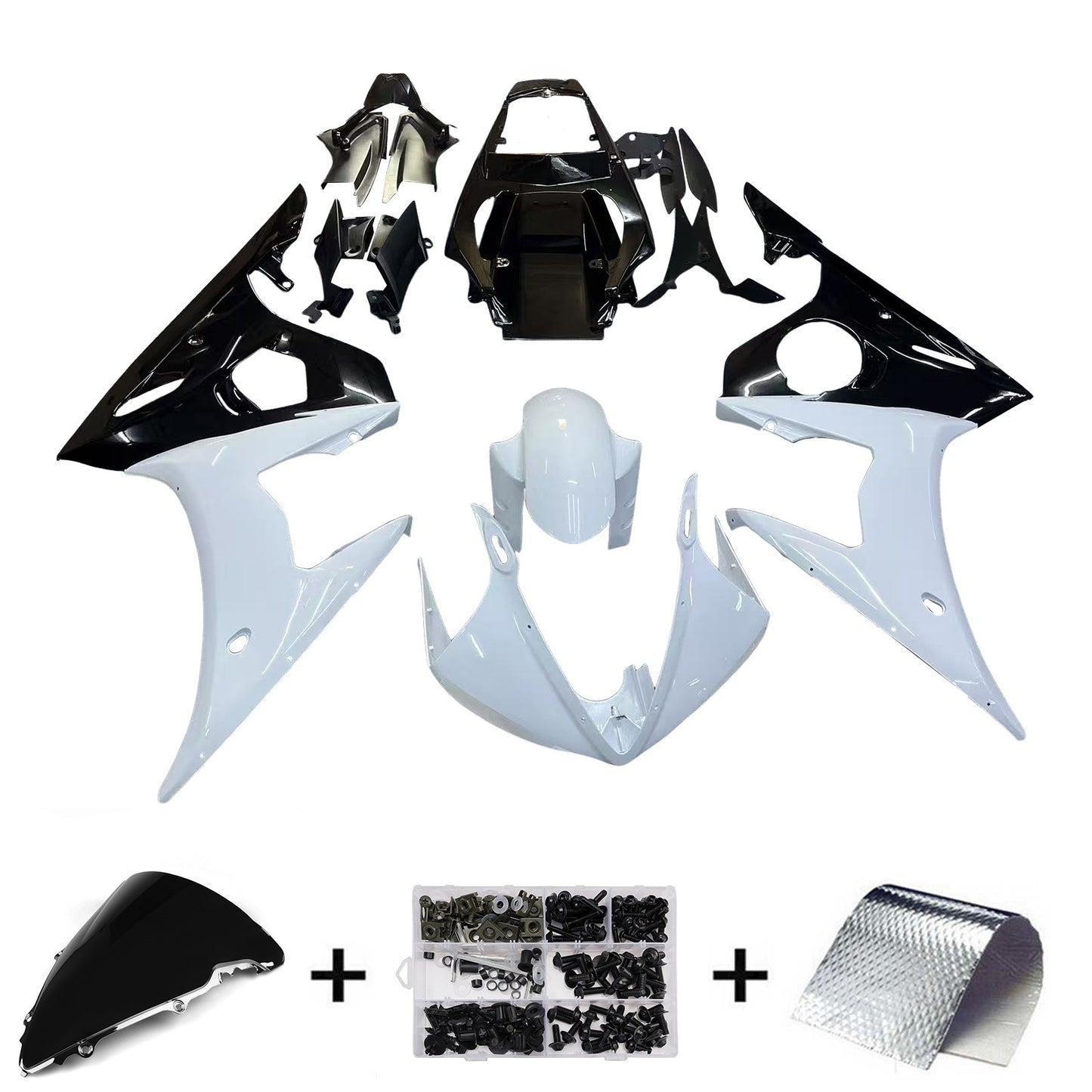 Amotopart 2005 Yamaha R6 Cladding in bianco e nero? -Kit