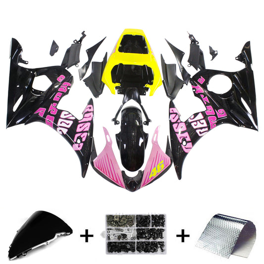 Amotopart Yamaha 2005 YZF 600 R6 Kit di carenatura rosa nero
