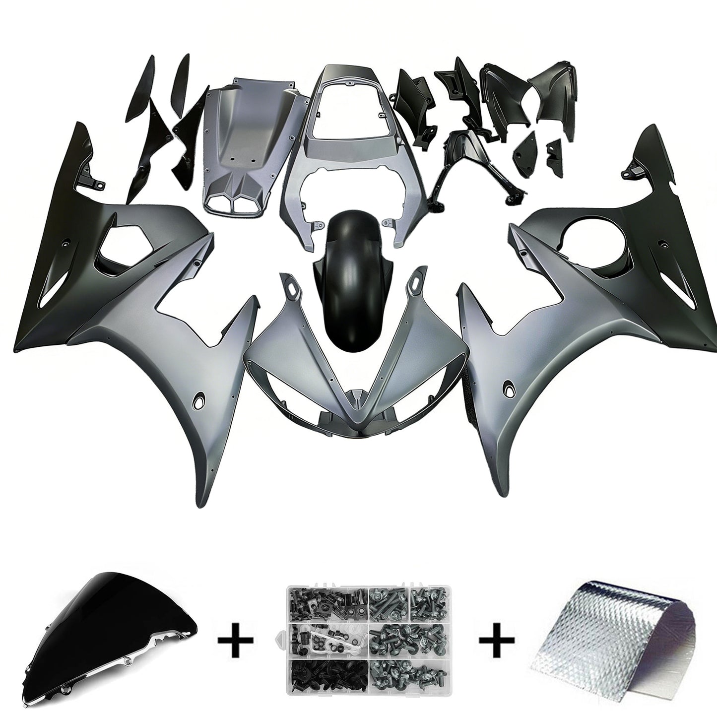 Amotopart Yamaha 2005 YZF 600 R6 R6 Kit di spostamento a fessura grigia